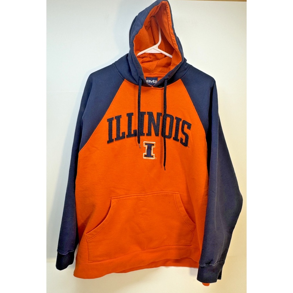 Illinois Fighting Illini University Old Varsity Brand OVB Athletic Hoodie Large